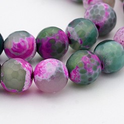 Natural Fire Crackle Agate Faceted Round Beads Strands&nbsp;G-A134-02-10mm
