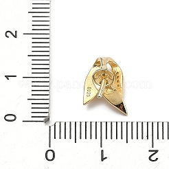 925 Sterling Silver Pave Clear Cubic Zirconia Leaf Pendant Bails&nbsp;STER-P068-07G