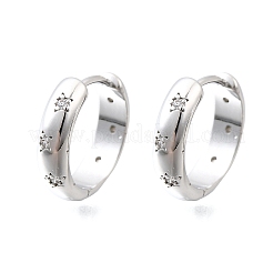 Brass Micro Pave Clear Cubic Zirconia Hoop Earrings&nbsp;EJEW-Z121-01P