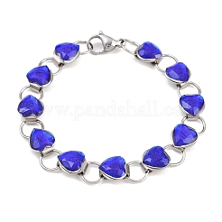 304 Stainless Steel and Glass Link Chain Bracelets for Women&nbsp;GL-T001-01A