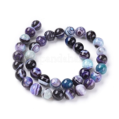 Natural Striped Agate/Banded Agate Beads Strands&nbsp;G-G582-10mm-43