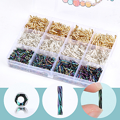 2160Pcs 9 Styles Glass Twisted Bugle Beads&nbsp;SEED-PA0001-28