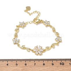 Brass Micro Pave Cubic Zirconia Link Chain Bracelets for Women&nbsp;BJEW-C156-04D-02G