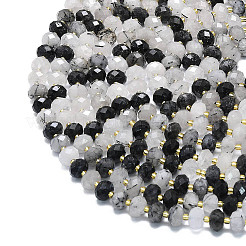Natural Black Tourmalinated Quartz Beads Strands&nbsp;G-P573-A62-01