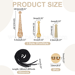 6Pcs 3 Styles Alloy Cord Ends&nbsp;FIND-WR0012-17A