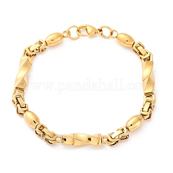 201 Stainless Steel Oval & Twist Rectangle Link Chain Bracelets&nbsp;BJEW-B078-171G