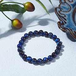 8.5mm Round Dyed Natural Tiger Eye Beads Stretch Bracelet for Girl Women&nbsp;BJEW-JB07152-01