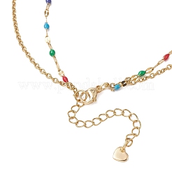 2Pcs 2 Styles 304 Stainless Steel Moon Sun Pendant Colorful Enamel Cable Chain Double Layer Necklaces for Women&nbsp;NJEW-JN05809