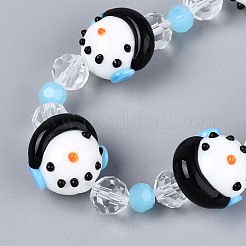 Christmas Handmade Lampwork Bumpy Beads Strands&nbsp;LAMP-N028-14