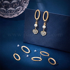 12Pcs Brass Hollow Out Oval Stud Earring Findings&nbsp;KK-BC0011-01