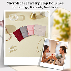 4Pcs 4 Colors Microfiber Jewelry Flap Pouches&nbsp;ABAG-OC0001-19
