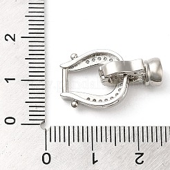 Rack Plating Brass Micro Pave Clear Cubic Zirconia U-Shaped Fold Over Clasps&nbsp;KK-K349-13P