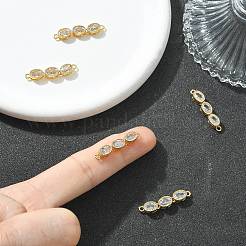 SHEGRACE Brass Pave Clear Cubic Zirconia Triple Oval Links Connector Charms&nbsp;XGRQ3P620-644G