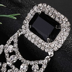 Rectangle with Teardrop Brass Rhinestone Dangle Stud Earrings&nbsp;FS-WG1781C-01