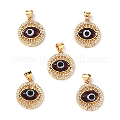 Lampwork Evil Eye Pendants with Clear Cubic Zirconia&nbsp;ZIRC-L102-11G