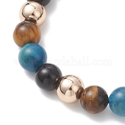 Natural & Synthetic Mixed Gemstone Beads Braided Beaded Bracelets for Women Men&nbsp;BJEW-JB13425-01