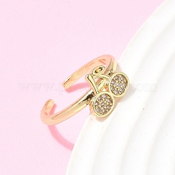 Brass Micro Pave Clear Cubic Zirconia Cuff Open Rings&nbsp;RJEW-C164-04A-G