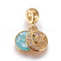 Brass Micro Pave Cubic Zirconia European Dangle Charms&nbsp;KK-F790-09G