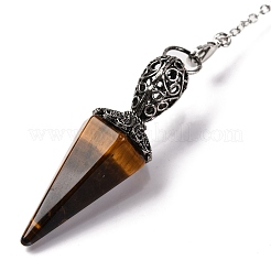 Natural Tiger Eye Pointed Hexagonal Cone Dowsing Pendulums&nbsp;G-Q184-03F-AS