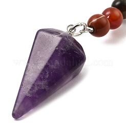 Natural Amethyst Cone Pendant Keychain&nbsp;G-Z033-08P-03