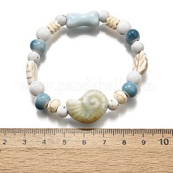Handmade Porcelain Beads & Synthetic Howlite Beads Stretch Bracelets for Women&nbsp;BJEW-D307-01B
