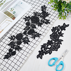 4 Pairs 2 Style Flower Polyester Embroidery Cloth Iron on/Sew on Appliques&nbsp;DIY-GF0008-83