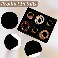 6 Grids Velvet Jewelry Display Trays&nbsp;ODIS-SP0002-24C-02