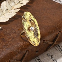 Oval 304 Stainless Steel Open Cuff Ring&nbsp;RJEW-R014-01G