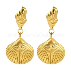 304 Stainless Steel Shell Shape Stud Earrings for Women&nbsp;EJEW-U023-11G