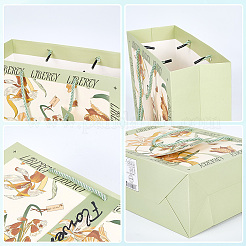 2Pcs 2 Colors Flower Printed Paper Packaging Bags with Rope Handle&nbsp;ABAG-SP0001-26