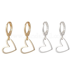 Brass Heart Pendants Leverback Earrings&nbsp;EJEW-JE06900