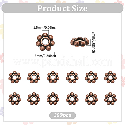 300Pcs Tibetan Style Alloy Beads Daisy Spacer Beads&nbsp;TIBEB-PH0005-30R