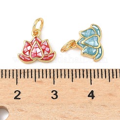 Rack Plating Brass & Shell Charms&nbsp;KK-I357-10G