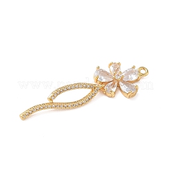 Brass Micro Pave Cubic Zirconia Pendants&nbsp;KK-D024-17G