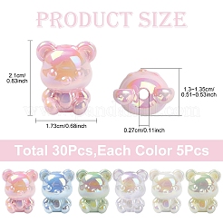 30Pcs 6 Colors UV Plating Acrylic Beads&nbsp;PACR-YW0001-54