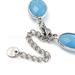 Oval Faceted Glass Link Chain Bracelets&nbsp;BJEW-C059-01B-P