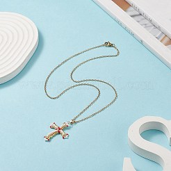 Japanese Seed Beaded Cross Pendant Necklace&nbsp;NJEW-MZ00013