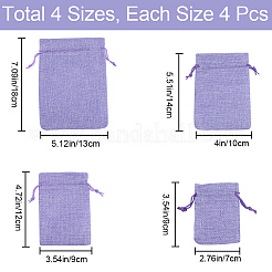 16Pcs 4 Styles Polyester Imitation Burlap Packing Pouches Drawstring Bags&nbsp;ABAG-BBC0001-01C