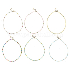 Dyed Natural Freshwater Shell Column & Faceted Rondelle Glass Beaded Necklaces for Women&nbsp;NJEW-JN06050