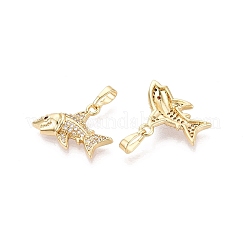 Brass Micro Pave Cubic Zirconia Pendants&nbsp;KK-Q073-12G
