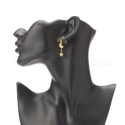 304 Stainless Steel Moon and Star Asymmetrical Earrings&nbsp;EJEW-JE04888-01
