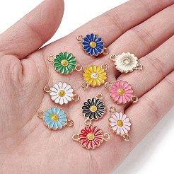 10Pcs 10 Colors Zinc Alloy Enamel Sunflower Connector Charms&nbsp;ENAM-YW0003-42