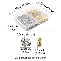 120Pcs 2 Colors Brass Crystal Rhinestone Spacer Beads&nbsp;RB-FS0001-06