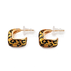 Brass Enamel Stud Earrings&nbsp;EJEW-P301-04G