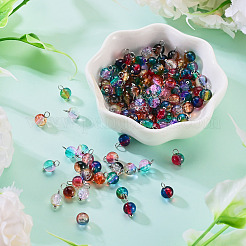 110Pcs 11 Colors Crackle Two Tone Glass Charms&nbsp;PALLOY-TAC0285