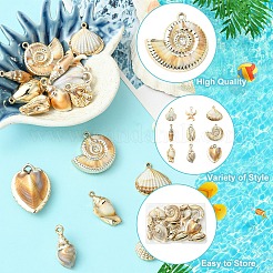 18Pcs 9 Styles Plating Acrylic Imitation Shell Pendants&nbsp;PACR-YW0001-42