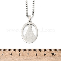201 Stainless Steel Nossa Senhora Aparecida Virgin Mary Pendant Necklaces for Women&nbsp;LS-NJEW-K283-01P