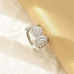 304 Stainless Steel Cuff Rings for Women&nbsp;RJEW-G338-22P