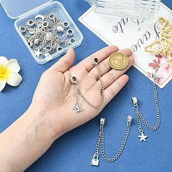 9Pcs 9 Styles Zinc Alloy European Safety Chains with Dangle Charms&nbsp;HJEW-CJ0001-23