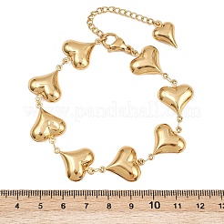 304 Stainless Steel Heart Link Chain Bracelets for Valentine's Day Gift&nbsp;BJEW-D359-17A-G